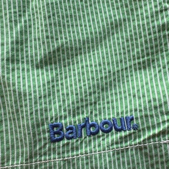 BARBOUR Light Green Striped Swim Trunks - Picture 5 of 7